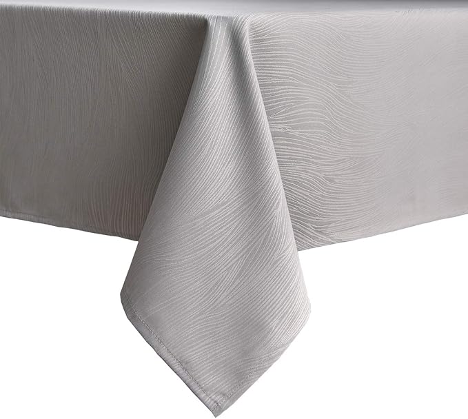 maxmill Square Tablecloth Swirl Design Water Resistance Antiwrinkle Heavy Weight Soft Table Cloth for Buffet Banquet Parties Event Holiday Dinner Square 52 x 52 Inch Light Grey