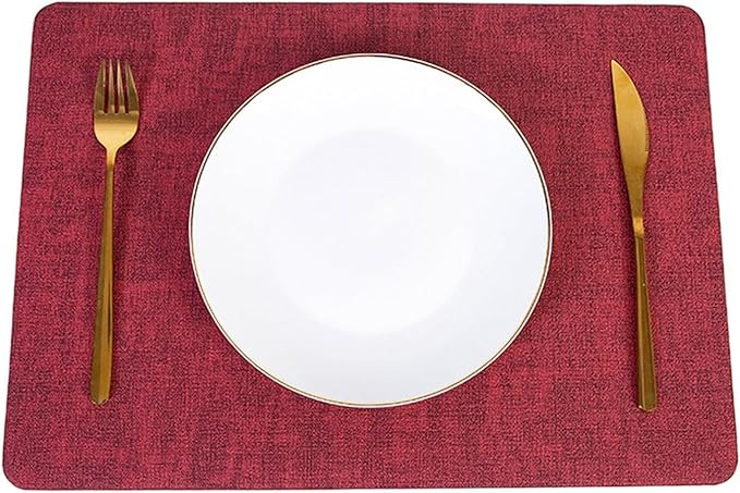 Anti Crease PU Leather Placemat Waterproof Heat- Wipeable Dining Table Mats for Home Kitchen(Rectangle B)