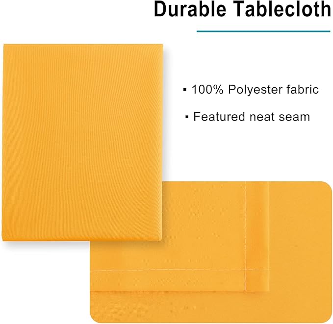 Hiasan Orange Yellow Rectangle Tablecloth - Waterproof Washable Fabric Table Cloth for Dining Party and Outdoor Use, 60 x 140 Inch