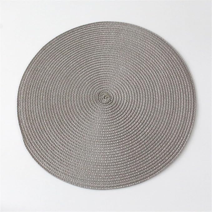 4PCS Round Woven Non-Slip Kitchen Placemat Non Slip Table Mat Kitchen Accessories Decoration Home Pad Coaster(Gery)
