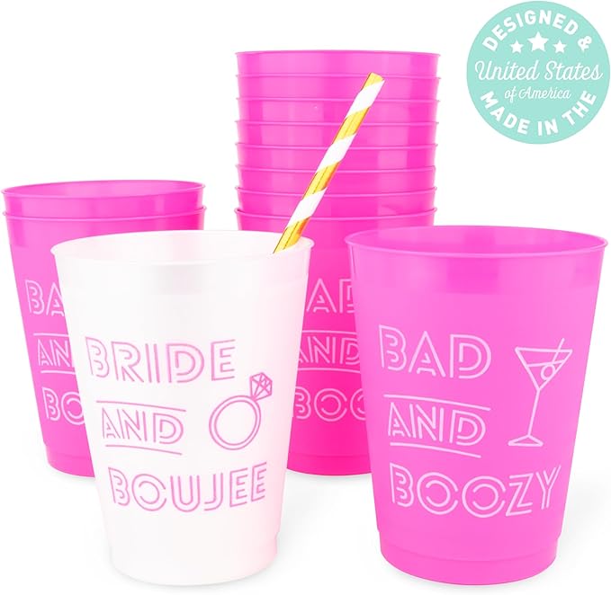 Stag & Hen Bach & Boujee Bachelorette Party Cups - 12 Pack, 16 oz Cups | Custom Personalized Drinkware | Bridal Shower, Engagement Party | Bridesmaids Gifts, Favors, Decor