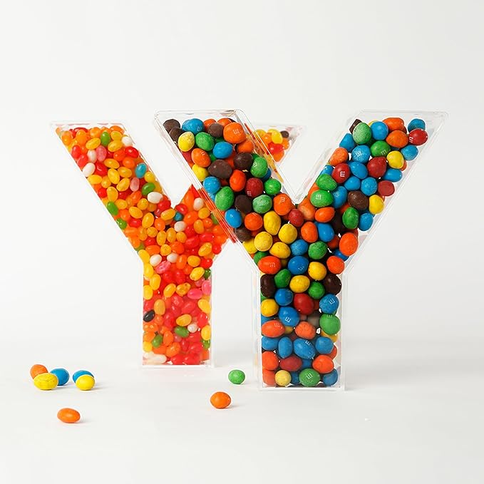 Fillable Alphabet Acrylic Tray Letter Candy Jar Reusable Party Food Jar with Magnetic Lid 10-Inch Sealed Decorative Box (Z)