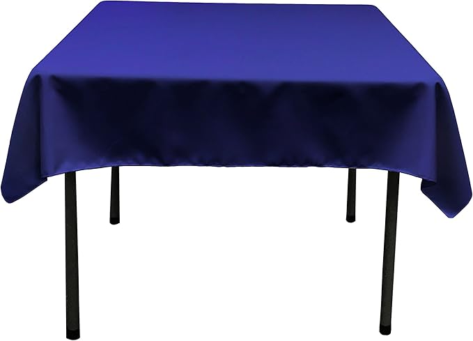 LA Linen Polyester Poplin Washable Square Tablecloth, Stain and Wrinkle Resistant Table Cover 58x58, Fabric Table Cloth for Dinning, Kitchen, Party, Holiday 58 by 58-Inch, Royal Blue