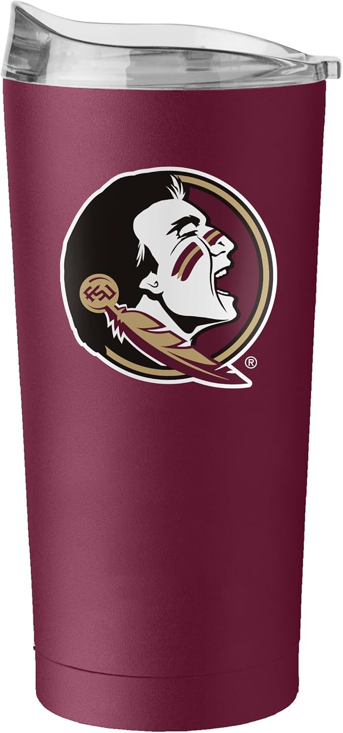 Logo Brands NCAA 20 oz Powder Coat Stainless Tumbler -Double-Wall Insulated Everday Tumbler for Hot or Cold Drinks, High Lip Lid, Team Color