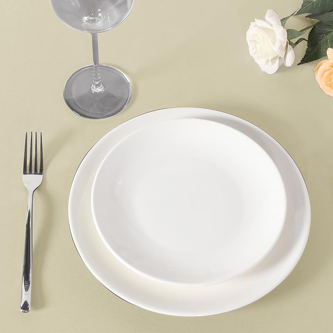 sancua Round Tablecloth 132 Inch Diameter, 6 Pack - Circle Polyester Fabric Table Cloth for Wedding Party Reception Banquet Birthday, Washable Formal Table Cover (Fit 54-96 Inch Tables), Beige