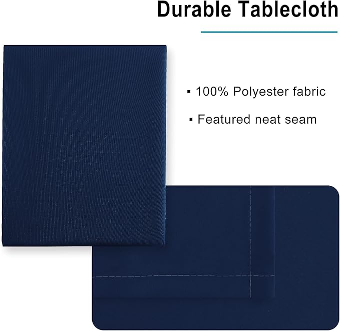 Hiasan Navy Blue Tablecloth for Rectangle Tables - Waterproof and Spillproof Washable Fabric Table Cloth for Dining Room Kitchen Party, 60 x 102 Inch