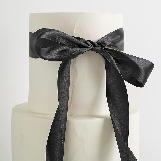 MEEDEE Black Satin Ribbon 1-1/2 Inch Black Ribbon Lux Double Faced Satin Ribbons by 50 Yards Polyester Satin Ribbons for Crafts, Weddings, Flower Bouquet, Holiday Decorating