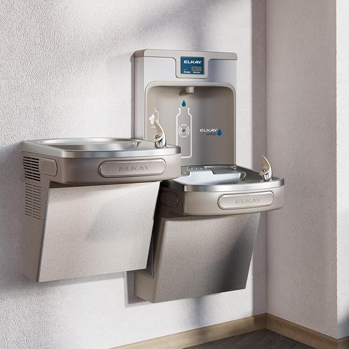 Elkay EZH2O Bottle Filling Station & Versatile Bi-Level ADA Cooler, Filtered Non-Refrigerated Light Gray