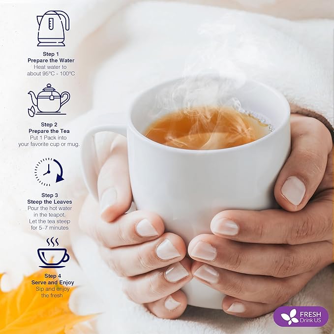 FreshDrinkUS, Premium Liver Detox Tea Bags | 60 Count | Eco-Conscious Corn Fiber Tea Bags | Ayurvedic Stomach Relief & Liver Support | Vegan, Caffeine Free, Kosher