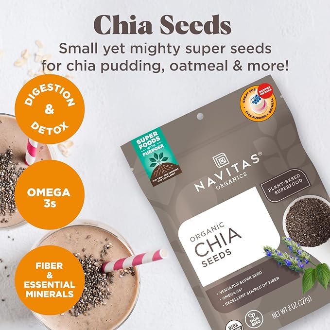 Navitas Organics Chia Seeds, 16 oz. (2-Pack) 76 Servings — Organic, Non-GMO, Gluten-Free…