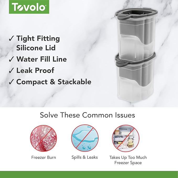 Tovolo Skull Ice Cube Mold Pack of 2 Craft Ice Molds for Whiskey Bourbon Cocktails, Easy Fill No Leak Silicone Skeleton Skull Shaped Ice Cube Gifts for Men, Dishwasher Safe BPA Free Large Skull Mold
