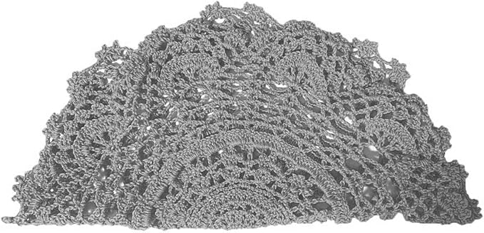 BIBITIME 2PCS Lace Table Doilies Kitchen Placemats Round Handmade Crochet Flower Cup Mug Mat Doily (13 inches to 14 inches,2PCS, Dark Grey)