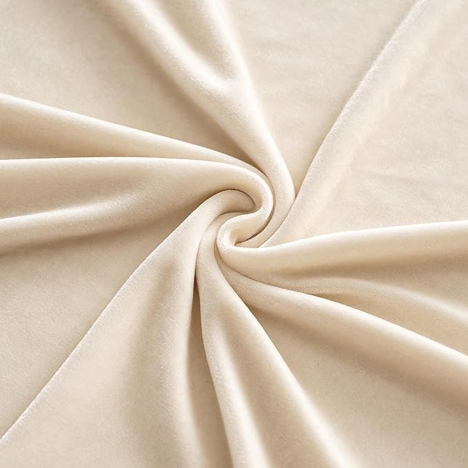 MIULEE Beige Velvet Table Cloth with Decorative Ruffle Edge Luxurious Soft Spring Washable Rectangular Tablecloth Thick Wrinkle-Resistant Oblong Table Cover for Kitchen Dining Wedding 60x102 Inch