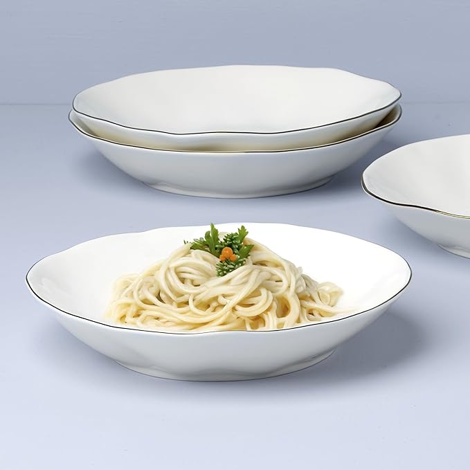 Lenox 899193 Blue Bay White Pasta Bowls, Set Of 4, Service For 4