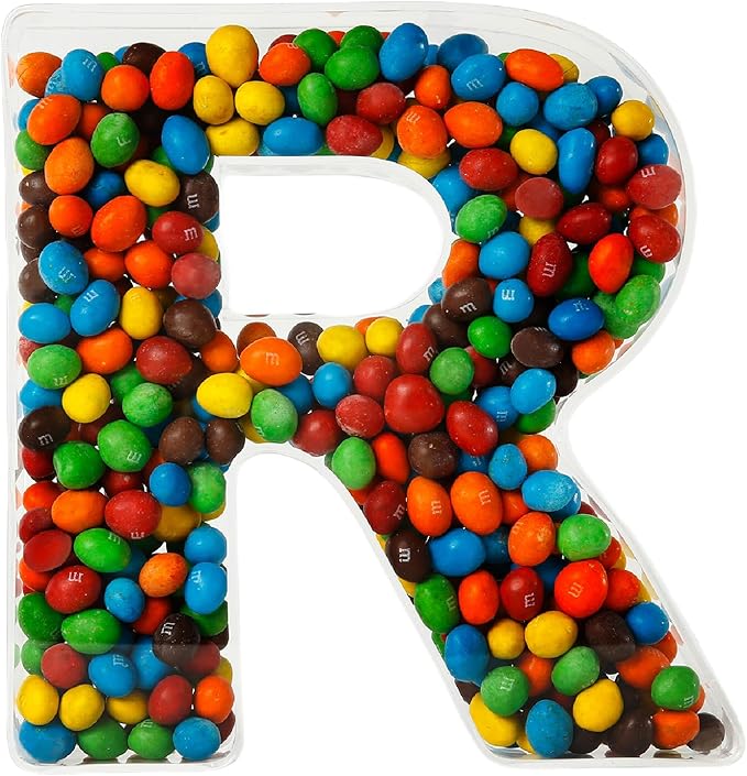 Fillable Alphabet Acrylic Tray Letter Candy Jar Reusable Party Food Jar with Magnetic Lid 10-Inch Sealed Decorative Box (R)