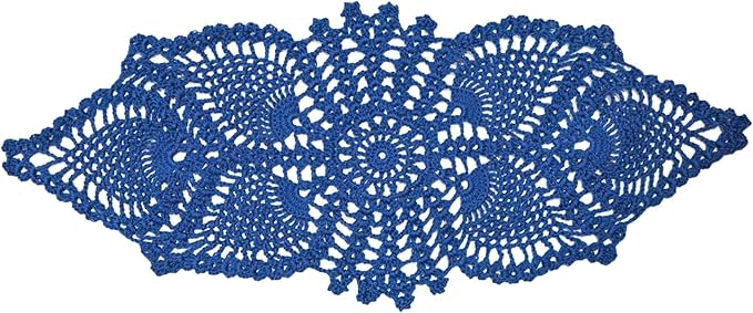 BIBITIME Crochet Lace Table Doilies Eyes Flower Doily Kitchen Vase Place Mats (Navy, 7 in x 21 in,Pack of 1PC)