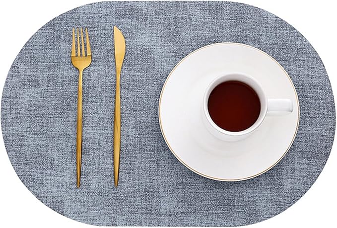 Reversible Placemats Set of 1/4/6 PU Heat Wipeable Washable PU Table Mats Modern Home Kitchen Items(Vin Blue,43x30cm 1 pcs)