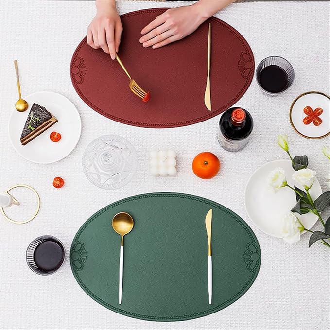 PVC Insulation Mat Oil Non-Slip Kitchen Placemat Accessories Coaster Tableware Pad Mug Dining Table Mat Napkin Home(A5,6 PCS)