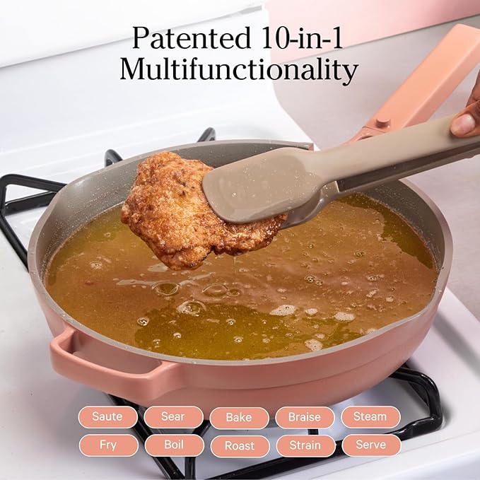 Our Place Large Always Pan | 12.5" Ceramic Pan with Modular Lid & Beechwood Spatula | Patented 10-in-1 Nonstick, Non-Toxic Cookware Made Without PFAS | Induction & Oven-Safe up to 450°F | Spice