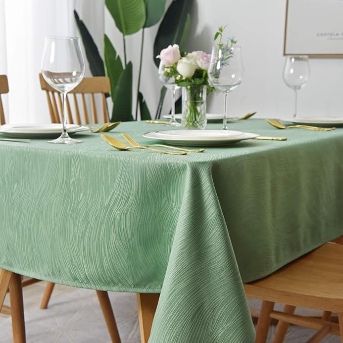 maxmill Square Table Cloth Swirl Design Water Proof Wrinkle Free Heavy Weight Soft Tablecloth Decorative Fabric Table Cover for Outdoor and Indoor Use Square 70 x 70 Inch Sage Green
