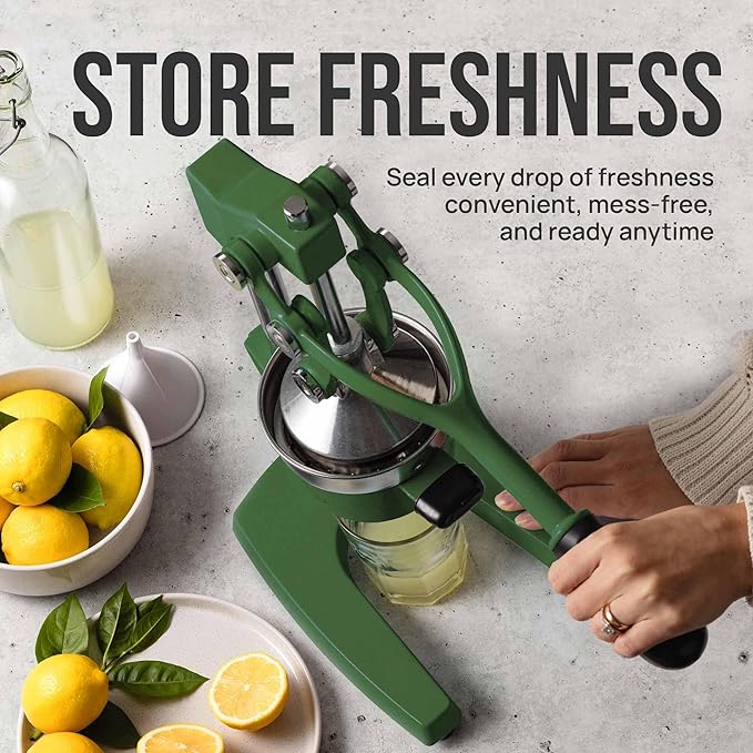 Zulay Kitchen Cast Iron Juicer - Easy-to-Clean Heavy-Duty Manual Juicer, Professional Citrus Juicer - Stainless Steel Lemon Squeezer - Manual Citrus Press & Orange Squeezer - Orange Juicer – Green