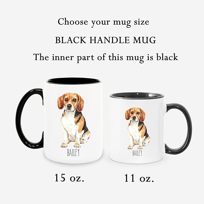 Beagle Custom Coffee Mugs with Name for Dog Mom Dad - Personalized Gifts for Best Friends - Grandma Grandpa Present (Beagle)