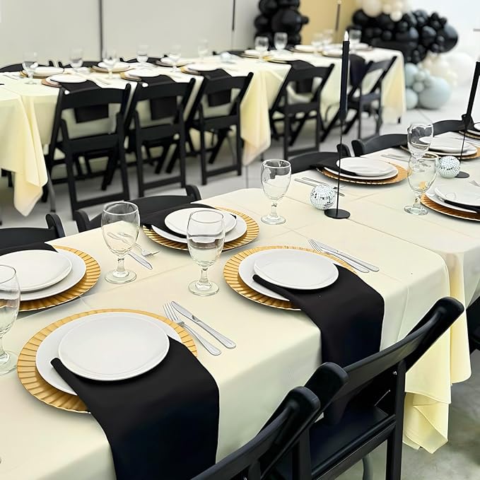 8 Pack Beige Table Cloth 60x126 Inch Rectangle Tablecloths for 8 Foot Rectangle Tables, Wrinkle Resistant Washable Polyester Fabric Rectangular Table Cover for Dining Banquet Wedding Party