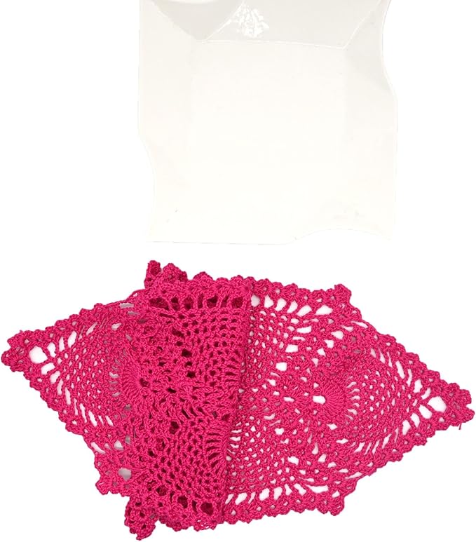 BIBITIME Crochet Lace Table Doilies Eyes Flower Doily Kitchen Vase Place Mats (7 in x 21 in,Pack of 1PC, Style02-Rose)