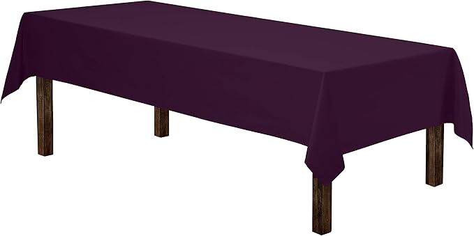 Gee Di Moda Rectangle Tablecloth - 60 x 102 Inch Eggplant Table Cloth for 6 Foot Rectangle Tables - Heavy Duty Washable Fabric - for Holiday Party, Dinner, Weddings, Baby Shower & Events