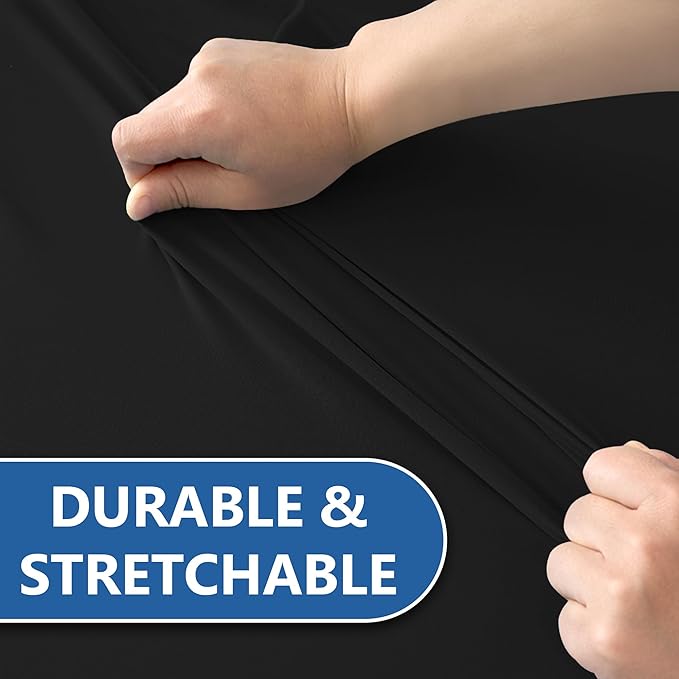 Spandex Table Cover for 6 foot Rectangle Tables-4 Pack Fitted Stretch Black Tablecloth-Elastic 6ft Folding Tablecloths for Party, Vendor Booth Display, Banquet Buffet Event, Craft Trade Show
