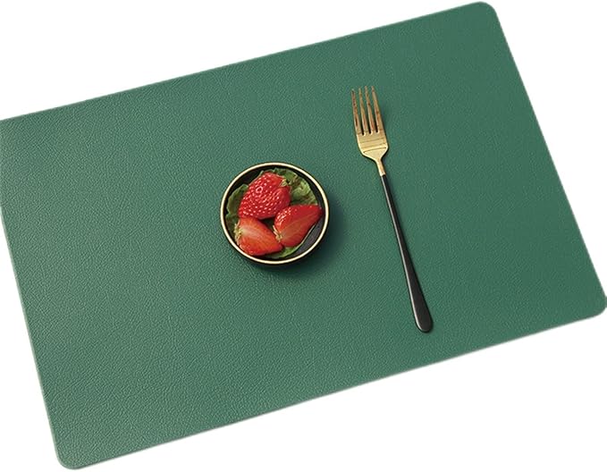 Faux Leather Placemats Set of 1/4/6 Place Mat Heat Indoor Dining Table Mat Easy to Clean Non-Slip Kitchen Mat(YB Green,45x30cm 6pcs)