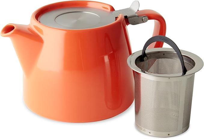 FORLIFE Stump Teapot with SLS Lid and Infuser, 18-Ounce, Carrot