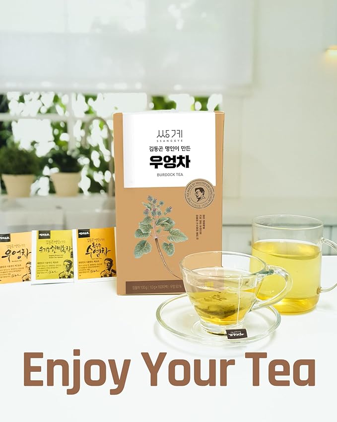 Ssanggye Burdock Tea 1.0g x 100 Tea Bags, Bulk Size Premium Korean Herbal Hot Cold Hygienic Single Teabag Earthy Herb Soft Taste 우엉차 4 Seasons Made in Korea