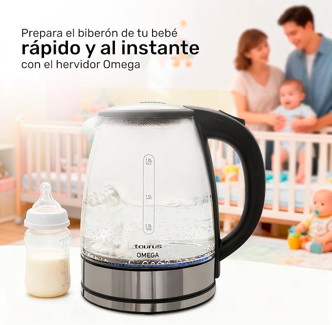 Taurus Cordless Electric Kettle – 1.7L Stainless Steel Hot Water Boiler | Fast Boil, 360° Swivel Base, Auto Shut-Off, BPA-Free – Modern & Portable Design for Tea, Coffee, Instant Meals