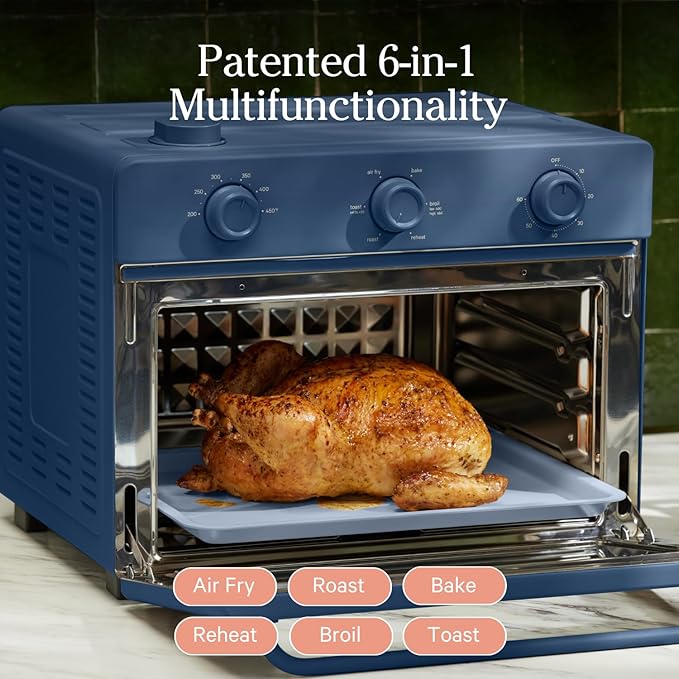 Our Place Large Wonder Oven | 6-in-1 Stainless Steel Air Fryer Toaster Oven Combo with Basket, Rack, Pan & Tray | 3-Rack, 32 QT, Large Capacity - Toast, Roast, Bake, Reheat, Broil & Steam | Blue Salt