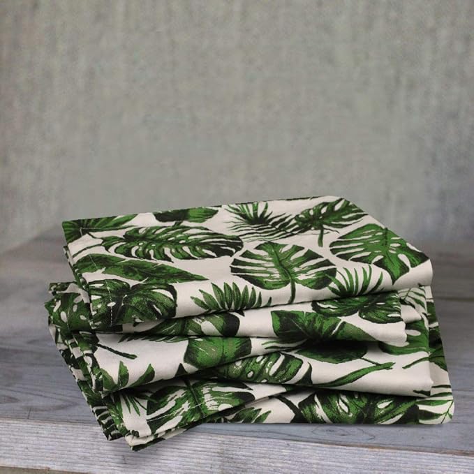 Urban Villa Tropical Print Kitchen Towels - Set of 6, 100% Cotton, Mitered Corners, Oversized 20x30 Inches, Highly Absorbent