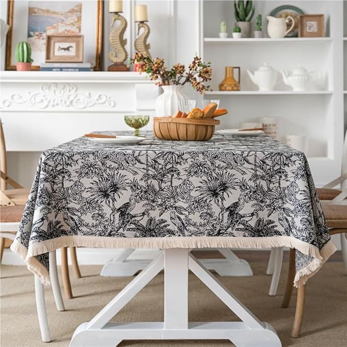 Rectangular Tablecloth Flower Jacquard Tablecloth Bohemian Thick Tablecloth Suitable for Restaurant Camping(Style7,140 * 180cm)