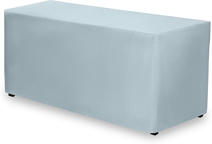 Gee Di Moda Fitted Tablecloth - 48 x 30 Inch Baby Blue Floor-Length Fitted Table Cloth for 4 Foot Rectangle Table, Heavy Duty Washable Fabric for Parties, Dinner, Weddings, Baby Shower & Trade Show