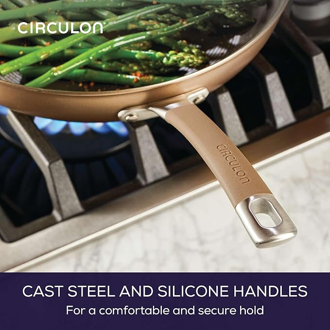 Circulon Premier Professional Hard Anodized Nonstick Cookware Induction Pots and Pans Set, 10 Piece, Bronze