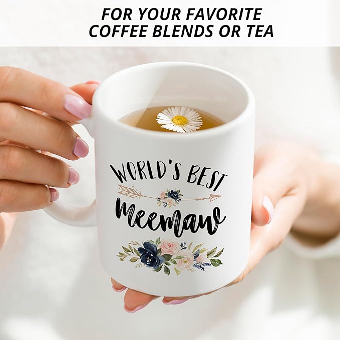 Meemaw Mug, Meemaw Coffee Cups Ceramic, World's Best Meemaw Coffee Mug, Meemaw Gifts, Grandma Gifts for Christmas, Best Grandma Gifts, Meemaw Coffee Mug Gifts for Meemaw
