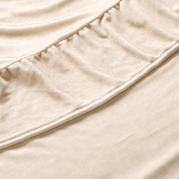 MIULEE Beige Velvet Table Cloth with Decorative Ruffle Edge Luxurious Soft Spring Washable Rectangular Tablecloth Thick Wrinkle-Resistant Oblong Table Cover for Kitchen Dining Wedding 60x120 Inch