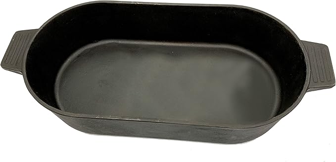 Bayou Classic 7477 6-qt Cast Iron Oval Fryer w/ Griddle Lid Perfect For Large Batch Frying Cooking Whole Chickens Pot Roasts & Reverse Griddle Lid Perfect For Large Batch Breakfast Burgers