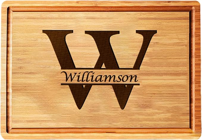 Personalized Cutting Board - Elegant Last Name Monogram - Perfect Wedding Registry Gifts - Engraved Wooden Housewarming Gifts for Men - Unique Decorative Keepsake