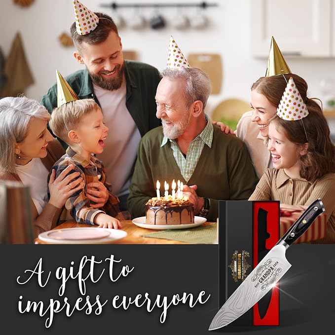 Best Grandpa Ever Gifts for Men Grandpa, Valentines Day for Grandpa Papa Gifts, 8 Inch German Professional Chef Knife, Men Grandpa Birthday Presents, Kitchen Cooking Knife Gift Set