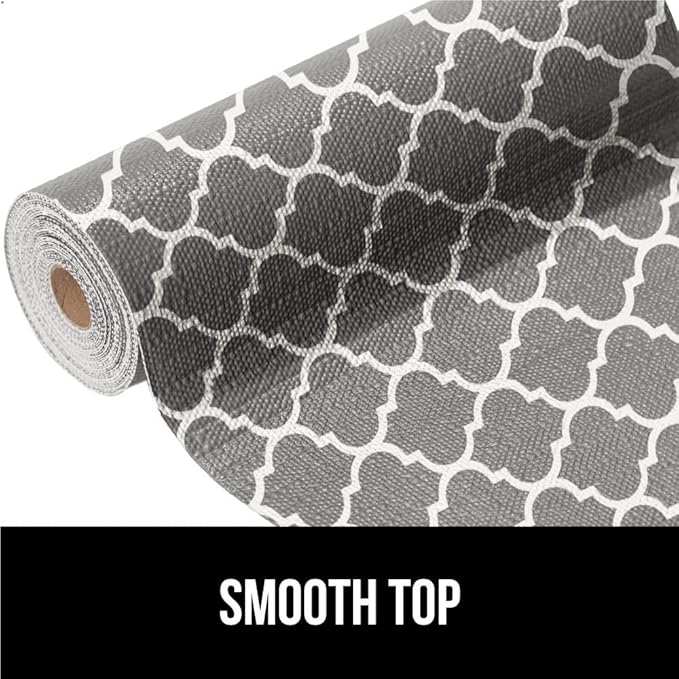 GORILLA GRIP Slip Resistant Drawer and Shelf Liner 2 Pack, Non Adhesive Water Resistant, Easy Clean and Trim, Smooth Surface Liners for Kitchen Cabinet Shelves Drawers Pantry 12 IN x 10 FT, White Gray