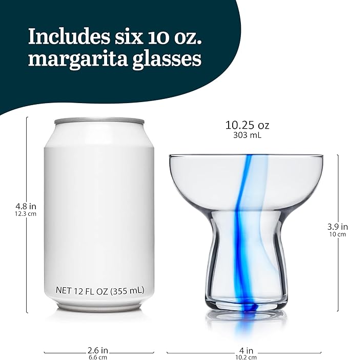 Libbey Blue Ribbon Stemless, Margarita Glasses, Artisan-Inspired, Elegant Margarita Glass Set of 6, Lightweight Mexican Glassware for Parties and More