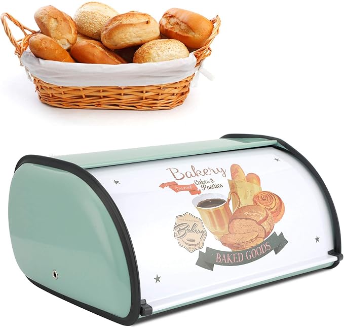 Stainless Steel Bread Box, Large Rectangular Bread Keeper, Airtight, Countertop, 5.9x9.4x13in