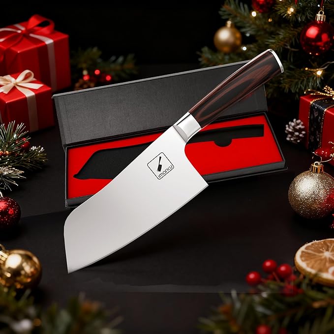 imarku 7 Inch Meat Cleaver Knife,Japanese SUS440A High Carbon Stainless Steel Butcher Knife with Ergonomic Handle,Ultra Sharp Vegetable Kitchen Knife for Home,Birthday Gifts for Men and Women