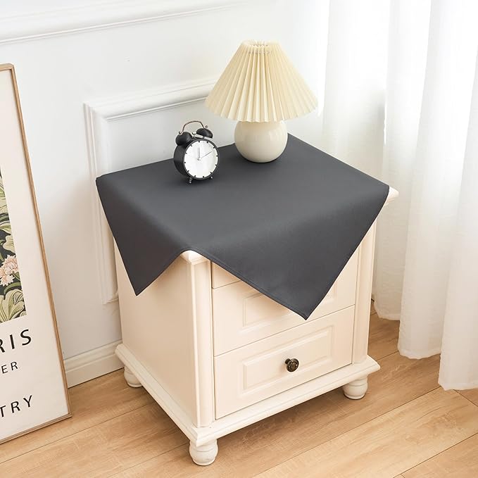 2 Pack Small Square Table Cloth 24X24 Inch Grey Washable Fabric Tablecloth Polyester Solid Table Cover for Night Stand End Table Side Table Outdoor Indoor
