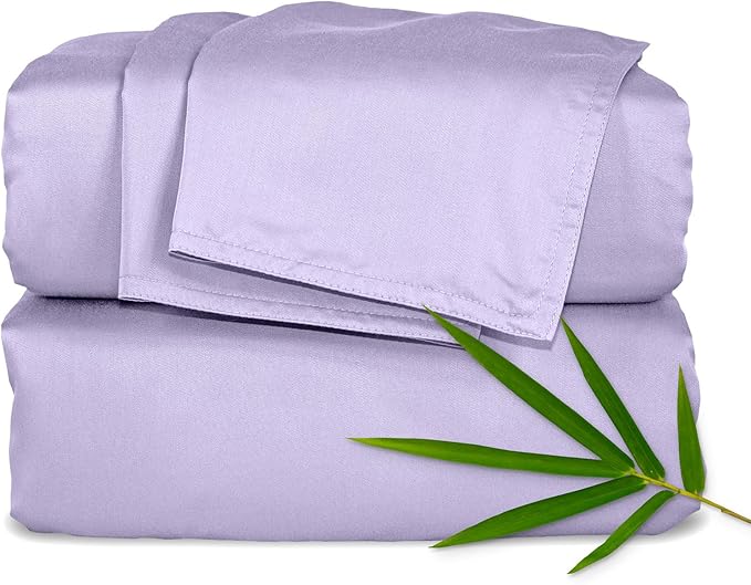 Pure Bamboo California King Sheets, Genuine 100% Organic Viscose Derived from Bamboo Bed Sheet Set, Soft & Cooling, Double Stitching, 2 Year Quality Promise (California King, Lavender)
